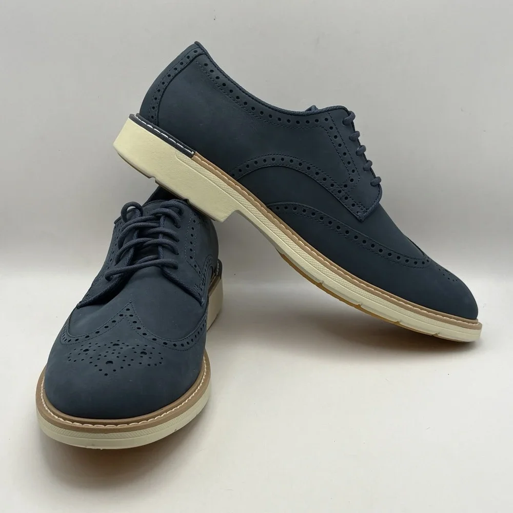 Cole Haan C41815 Mens 9W Navy Blue Wingtip Oxford Brogue Sneaker Shoes